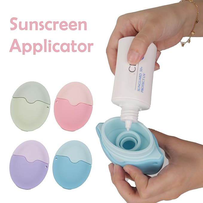 Sunscreen Applicator For Kids, Roll on Sponge Applicator for Sunscreen -Sunblock Buddy Brush Set with Protective Caps, Sun Lotion Applicator Sun Cream Brush for Adults & Families Travel, Blue