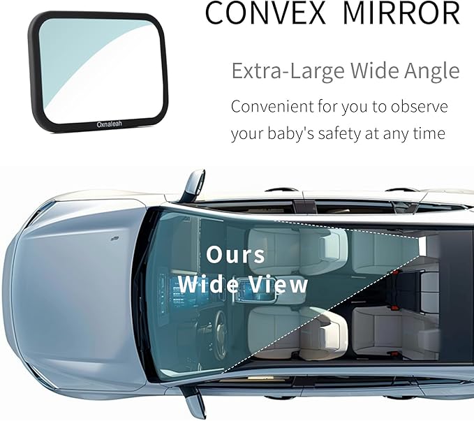 Car Mirror for Baby,Shake proof,Shatterproof Baby Car Mirror for Safe Travel, 360° Rotation, Clear Wide View, Easy Install, Perfect
