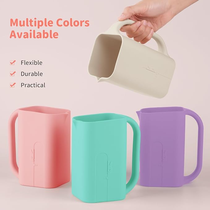 Baby Bath Rinse Cup 100% Food Grade Silicone Wash Rinser Cup For Kids (Pink)