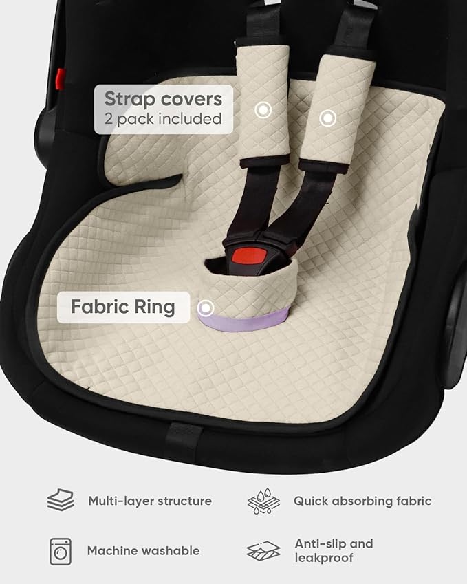 2 Pack Baby Potty Training Car Seat Protector, Waterproof Car Seat Liner for Potty Training Toilet, Baby Infant Toddler Piddle Pad Fits for Carseat, Stroller, Highchair - 2 Pack, Beige