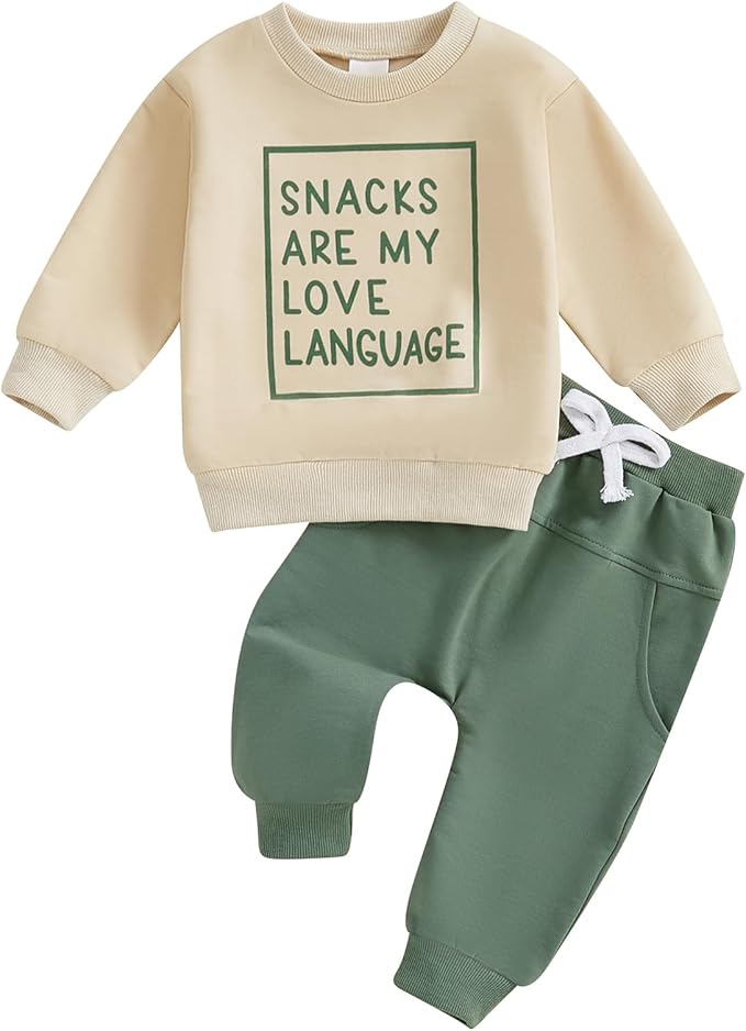 Infant Baby Boy Fall Clothes Set Funny Letter Sweatshirt Pant Outfit Toddler Winter Clothes 6 12 18 Months 2T 3T