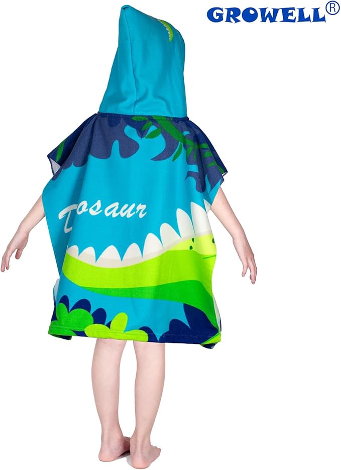 Hooded Kids Beach Towels - Toddler Bath Towel Girls Boys Swim Cover-ups for Ages 1 to 6 Kids Pool Towels Quick Dry Lightweight Soft Microfiber Poncho Towel 24x23(Dino Jungle)