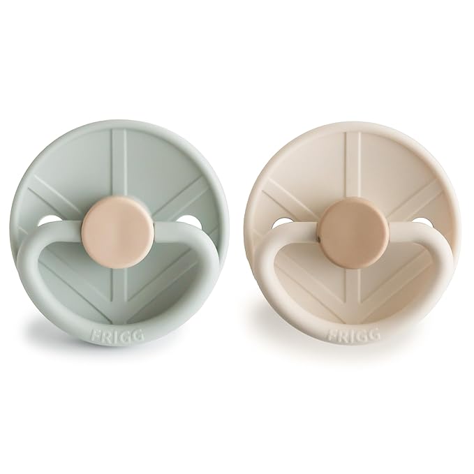 FRIGG Little Viking SilkySoft Silicone Baby Pacifier 2-Pack | Made in Denmark | BPA-Free (Sage/Cream, 0-6 Months)