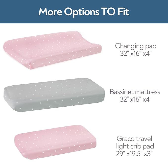 Changing Pad Cover Fitted for Boys Girls, 4 Pack Baby Changing Table Cover Sheets Neutral, Soft Breathable for 32"x16" Diaper Change Table Pad, Bassinet Sheets
