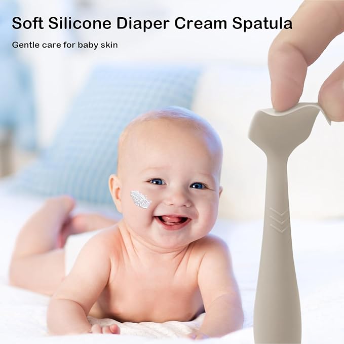 2 Pack Baby Diaper Cream Spatula - Baby Diaper Rash Cream Applicator for Butt Paste Diaper Creams - Diaper Cream Brush for Newborn Essentials (Brown)