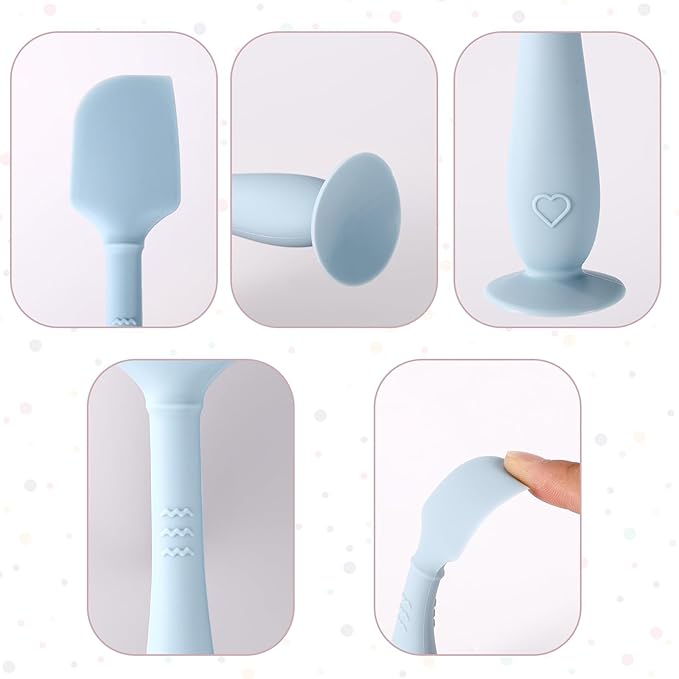 2pcs Baby Diaper Cream Spatula with Travel Case, 2 Sizes Soft Flexible Silicone Butt Paste Applicator Baby Diaper Rash Cream Spatula Bum Brush for Newborn(Blue)