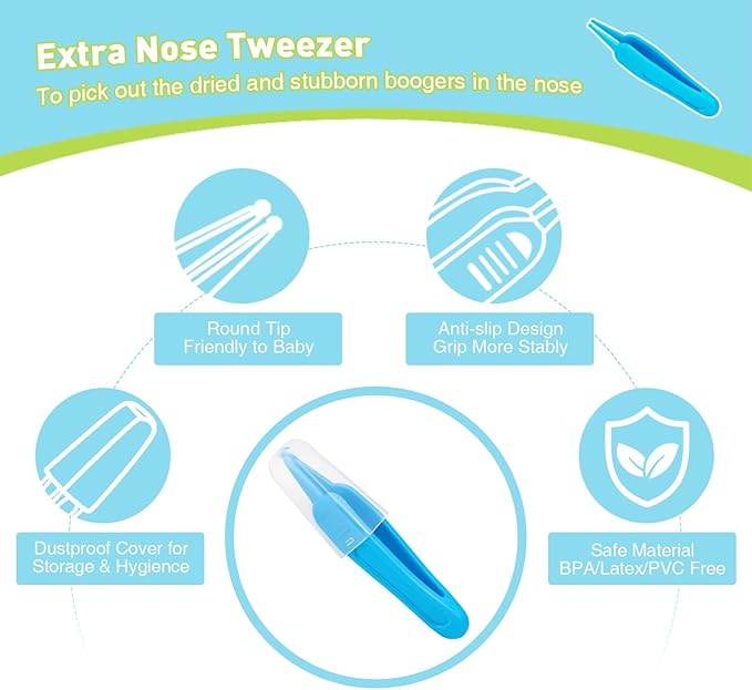 MORLIKE LIVING Baby Nose and Ear Cleaner Tool, Soft Flexible Rubber Nasal Booger Picker for Newborns and Infants, Dual Ear Wax and Snot Remover, Essential Baby Care Products