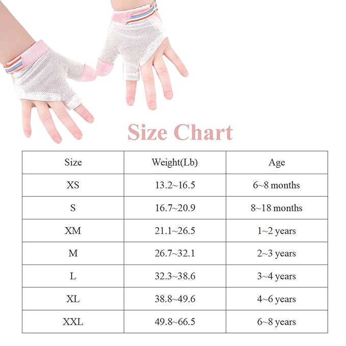 Thumb Sucking Guard for Kids with Finger Sucking Guard Gloves to Stop Thumb Sucking Deterrent Gloves for Ages 6 Months to 8 Years (Pink, XM)