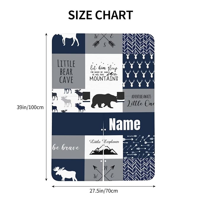 Personalized Woodland Deer Blue Baby Car Seat Canopy for Babies with Name, Custom Adventure Car Seat Covers for Boys, Opening Minky Nursing Breastfeeding Cover Infant Carseat Canopies for Newborn
