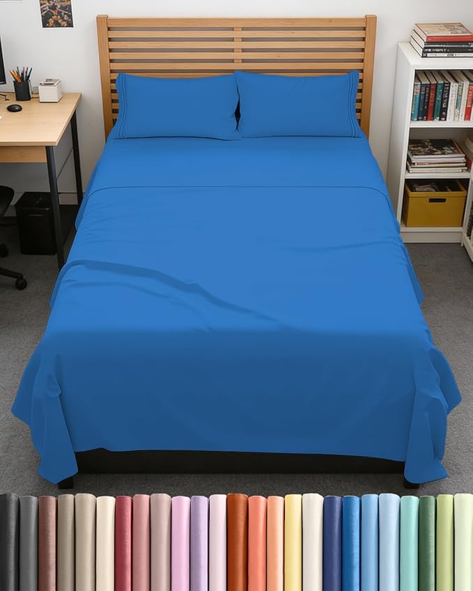 Full XL Size 4 Piece Sheet Set - Comfy Breathable & Cooling Bed Sheets Set - Hotel Luxury Bedding for Women, Men, Kids, Teens, Boys & Girls - Deep Pockets, Soft, Wrinkle Free - Oeko-Tex - Royal Blue