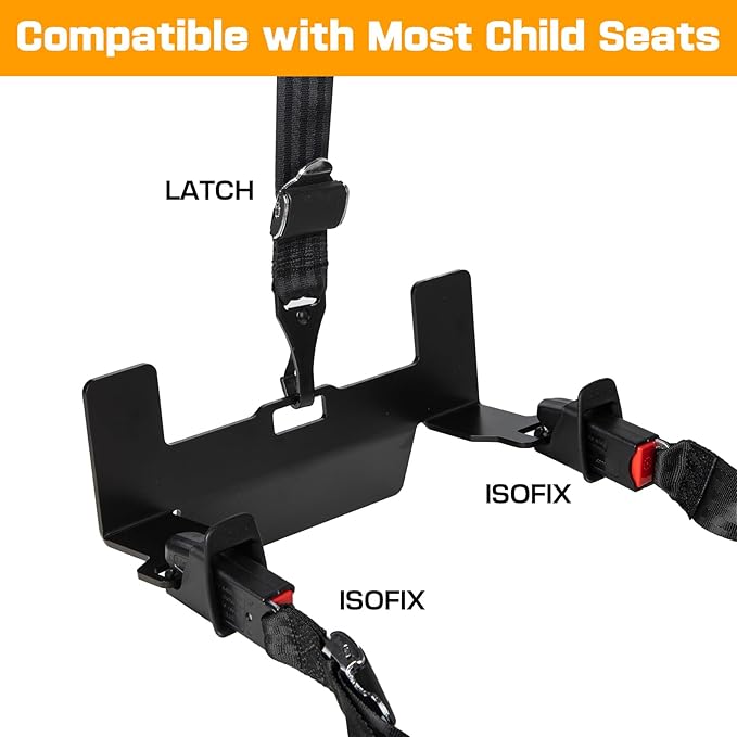 ISOFIX Universal Car Seat Mount Bracket, Child Safety Car Seat Latch Anchor Kit, Steel Seat Latch Interface Bracket, ISOFIX Belt Connector for Commercial Vehicles, and Caravans, 12.6*5.43*4.29"