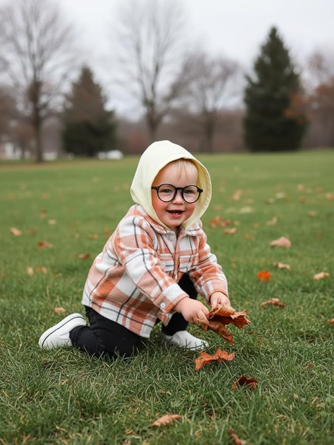YOUNGER STAR Toddler Kids Boys Girls Flannel Hooded Plaid Shirt Button Baby Red Clothes