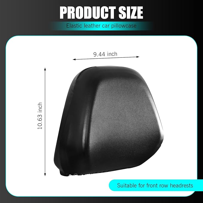 Shakas 2 PCS Cars Headrest Covers, Full Wrap-around Non-marking Fit Anti-scratch Protector, Waterproof Leather Portable Reusable Elastic Dust Cover, for Most Cars Seat Headrest Accessories (Black #M)