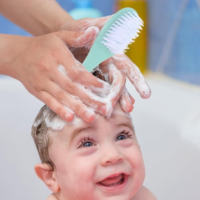 SAFIGLE Baby Hair Brush Set：Soft Bristles Baby Brush and Comb Kit for Newborns Toddlers Boys Girls - Gentle Grooming Essentials Ideal for Cradle Cap, Perfect Infant Registry Gift（4 Colors）