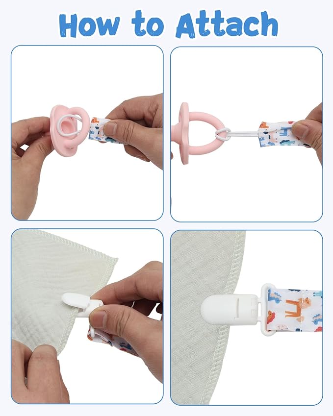 babygoal Aniaml Neutral Pacifier Clips, 8 Pack Binky Paci Holder Clips Fits for Most Pacifiers and Binkies 8PS49-B