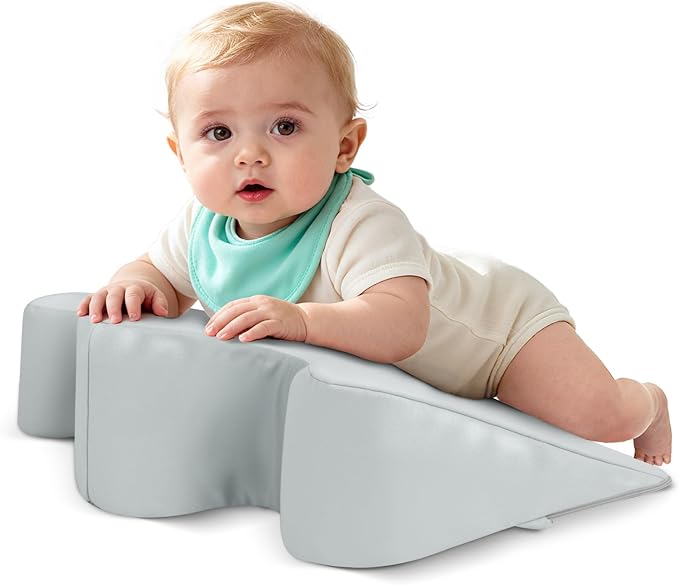 Nursing Reflux Prop for Baby Gas, Colic Relief & Burp, Tummy Time Pillow for Feeding, Neck, Shoulder and Body Support, Activity Support for Newborns and Infant 0-12 Months - Grey