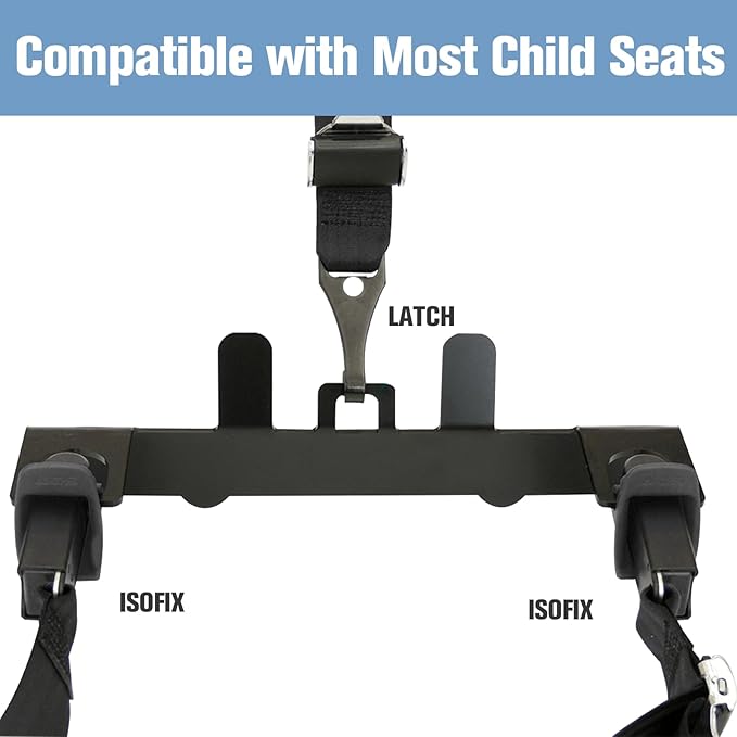 Universal Child Seat Anchor Kit Safe Cars Seat Mount Bracket, Universal ISOFIX Latch Interface Bracket Steel Latch, ISOFIX Belt Connector for SUVs, MPVs, and Off-Road Vehicles, 332*95*70mm
