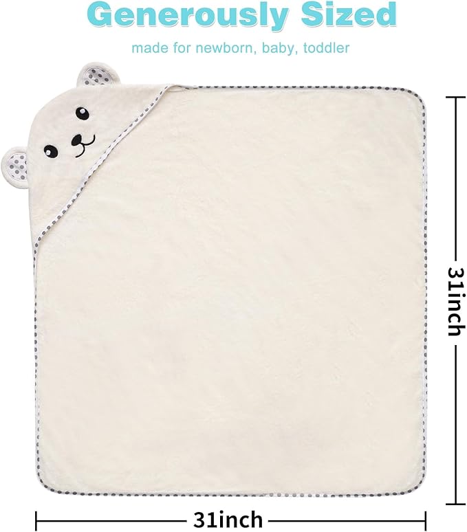 Hooded Baby Towels, 2 Pack Ultra Soft Bath Towels with Hood for Boys, Girls, Toddler, Infant, Kids - Large 31 X 31 inch Newborn Essentials (Panda)