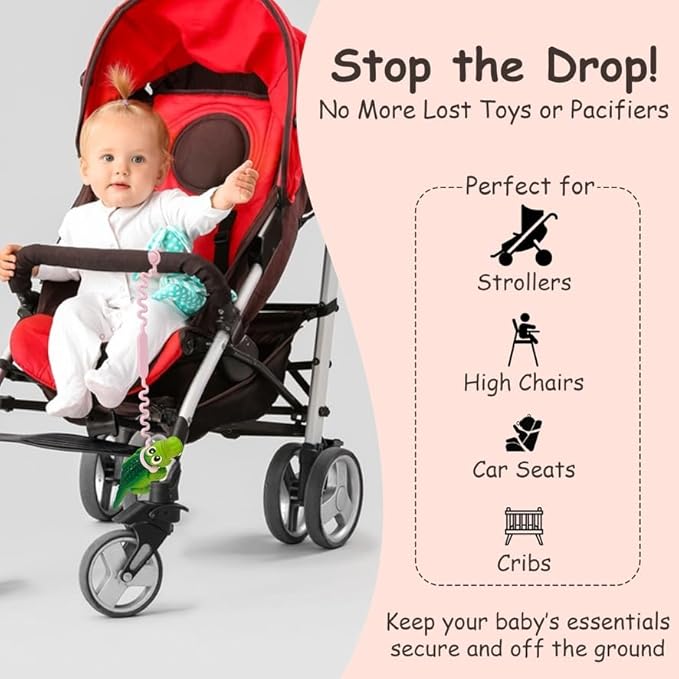 Silicone Baby Toy Straps – 5 Pack Adjustable Toy Holders for Stroller, High Chair & Car Seat – Durable Pacifier Leash, Bottle Strap & Baby Travel Essential