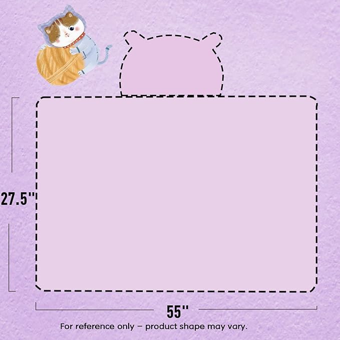 Toddler Bath Towel Baby Towels with Hood 27.5"X55" Ultra Absorbent Soft Bathrobe Blanket Kids Shower Towel for Girls and Boys(Purple-Cat)