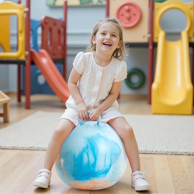 Upper Rider Clouds Hopper Ball for Kids,20 Inch Bouncy Ball with Handle,Inflatable Hopping Toys for Boys Girls Aged 6-12, Indoor Outdoor Jumping Toys Gift with Pump