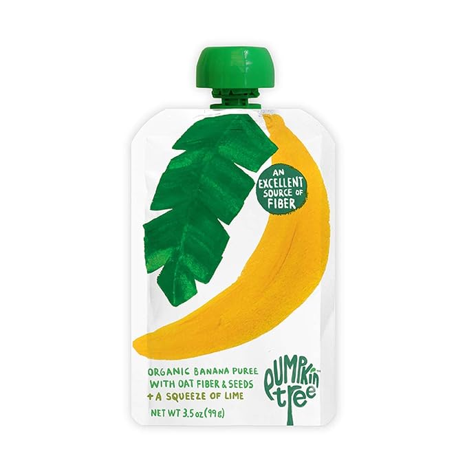 Pumpkin Tree Organics Fruit Snack Pouch, Banana + Fiber + a Squeeze of Lime, 3.5 oz. (Pack of 10)