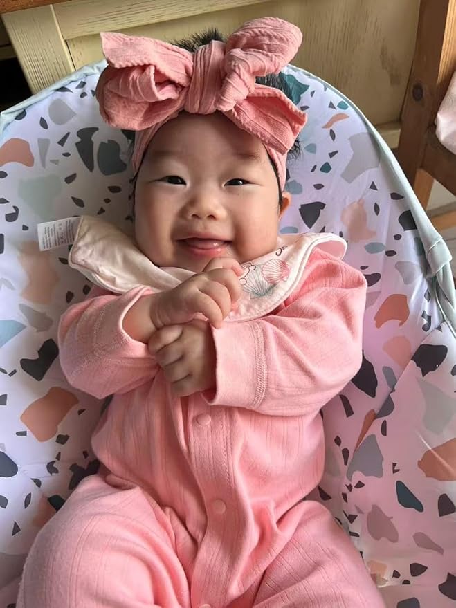 CÉLLOT 6 Pcs Baby Bows Headbands Nylon Hairbands Baby Girl Bows Hair Accessories for Newborn Infant Toddler Essentials (Classic Pink Series)