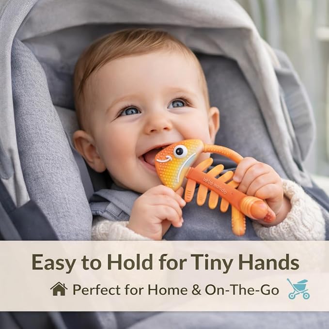 3 in 1 Infant Toys, Baby Teething Toys 3–6 6–12 Months, Teethers for Babies 0–3–6–12 Months for Teething Relief, Baby Gift, Baby Teether Toys, Silicone Sensory Toys,USA Patent Pending, Fish (Rainbow)