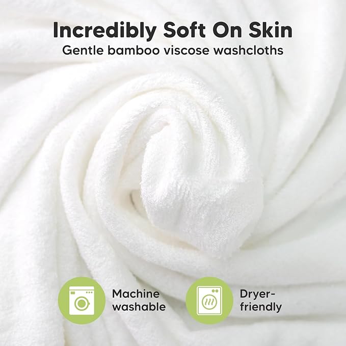 6-Pack Baby Washcloths - Soft Absorbent Viscose from Bamboo Wash Cloths for Babies, Kids, Toddlers, Infant, Newborn Bath Towels, Gentle on Sensitive Skin, 10x10 Reusable Face Towels (Sunshine)