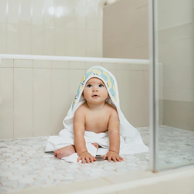 aden + anais Essentials Hooded Baby Bath Towel, Super Soft 100% Cotton, 2 Pack, Farm to Table