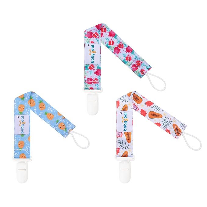 babygoal Fruit Pacifier Clips, 6 Pack Binky Paci Holder Leashes Fits for Most Pacifiers and Binkies 6PB17