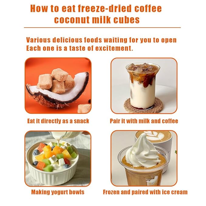 Freeze dried coffee coconut milk chunks (150g/5.29), coffee coconut milk crisps, Crispy freeze-dried snacks