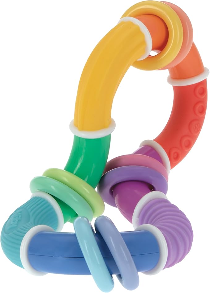 Nuby Twist-a-Ring Rattle Teether Toy for Babies - Toy for Baby Teething Relief - 6+ Months