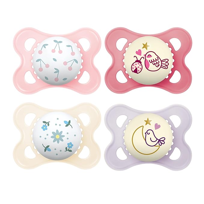 MAM Original Baby Pacifiers 0-6 Months,Binky for Newborn Babies,BPA-Free Skin Soft Silicone Nipple,Glows in The Dark,Developed with Medical Experts,Made in Europe,4 Count (Pack of 12)