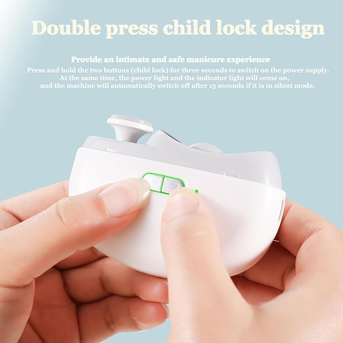 Electric Baby Nail Clippers with LED Light, USB Rechargeable Baby Nail Trimmer Electric, Nail Polisher 2 in 1 Design Electric Nail File Baby, Safe Nail Care for Infants Kids Children and Adult