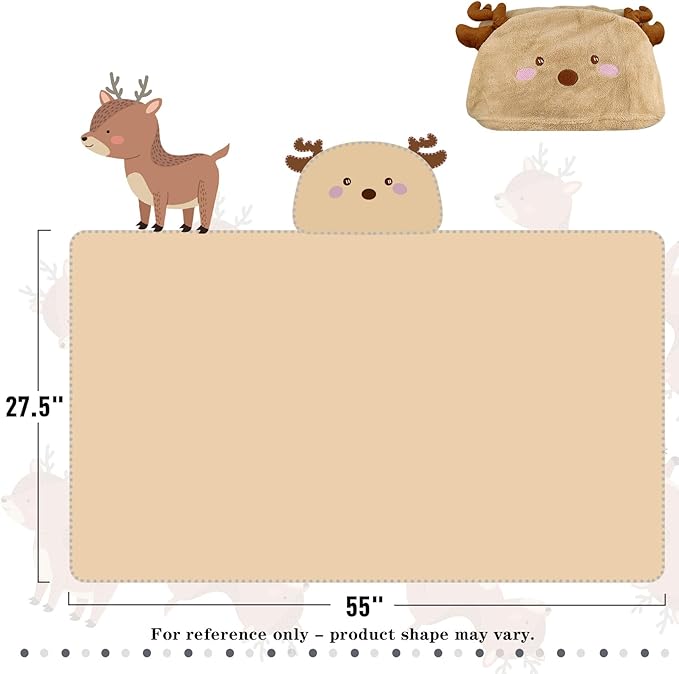 Toddler Bath Towel Baby Towels with Hood 27.5"X55" Ultra Absorbent Soft Bathrobe Blanket Kids Shower Towel for Girls and Boys(Beige Deer)