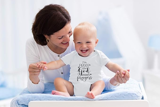 AW Fashions I'm Proof That God Answers Prayers Baby Bodysuit Cute Newborn Boy Funny Rompers Girl Clothes