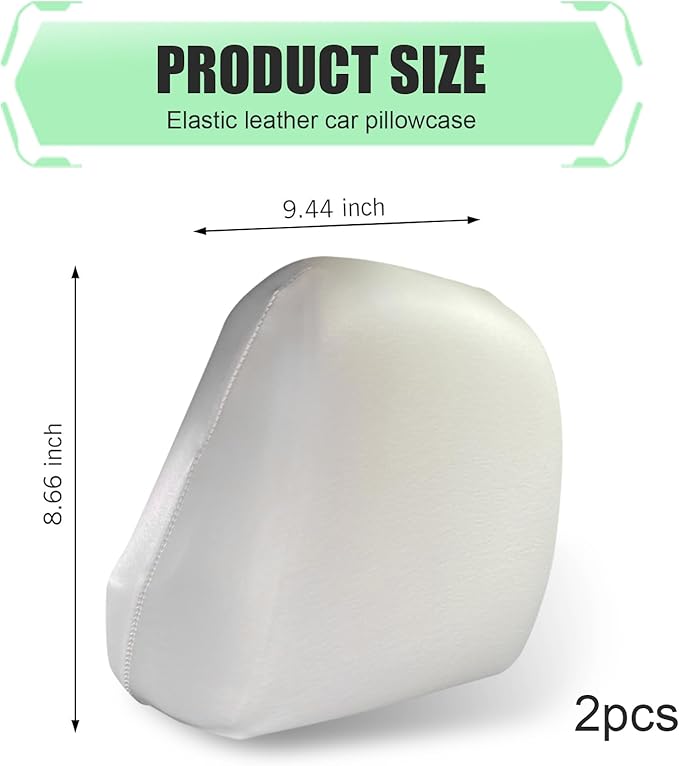 Shakas 2 PCS Cars Headrest Covers, Full Wrap-around Non-marking Fit Anti-scratch Protector, Waterproof Leather Portable Reusable Elastic Dust Cover, for Most Cars Seat Headrest Accessories (Beige #S)