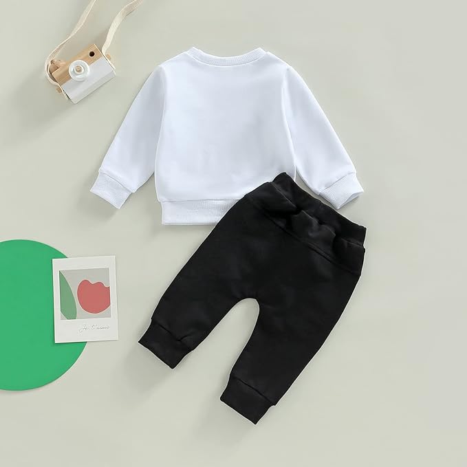 Toddler Baby Boy Fall Outfit Crewneck Long Sleeve Sweatshirt Tops Elastic Pants Jogger Cute Newborn Winter Clolthes Set