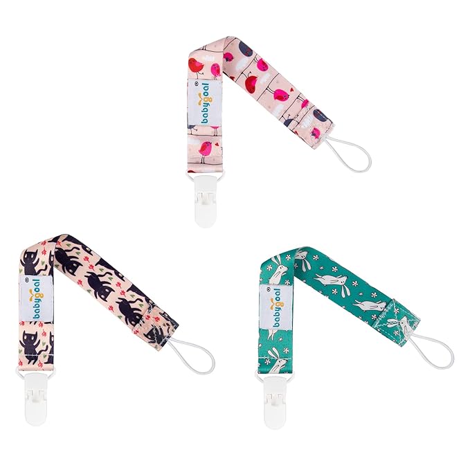 babygoal Rabbit Pacifier Clips, 6 Pack Binky Paci Holder and Leash Fits for Most Pacifiers, Binkies and Easter Gift 6PB03