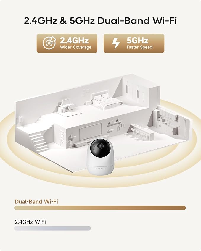 DREAME Pet Dog Camera, 2K 3MP Indoor Security Camera Motion Detection, 5G/2.4G Dual-Band Wi-Fi, Physical Privacy Mode, Night Vision, 2-Way Audio, Cloud & SD Card Storage, Works with Alexa & Google