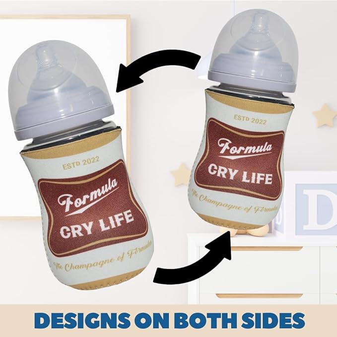 American Beer Themed Coozies for Baby Bottles - Funny Gift for New Parents & Baby Showers - (2 Premium Designed Neoprene Coozies + BPA/Lead/Phthalate Free Bottle Included) (Design 4)