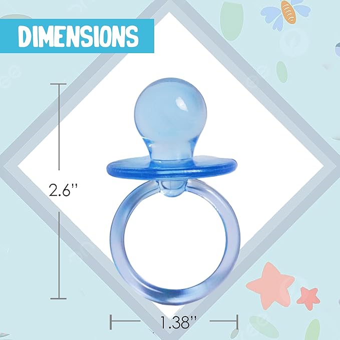 Baby Pacifier 2.5" Baby Shower Favors Decoration (Blue, 36 Count)