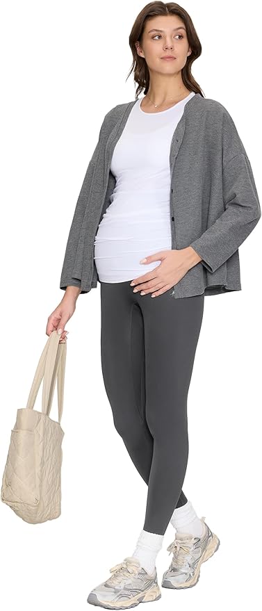 Maternity Leggings Over The Belly - Pregnancy Yoga Pants Soft Workout Leggings