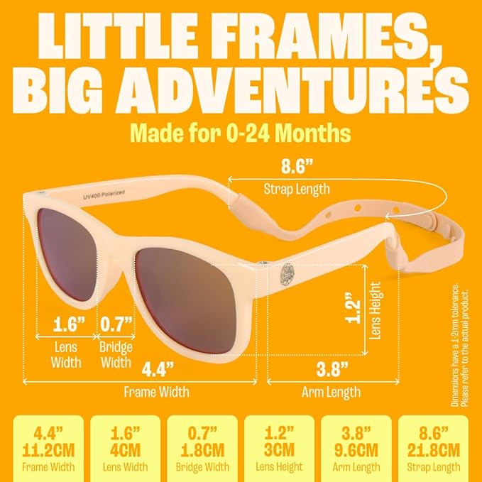 Polarized Baby Sunglasses With Strap - Unbreakable Flexible Infant Sunglasses For Toddlers Newborns 0-24 Months