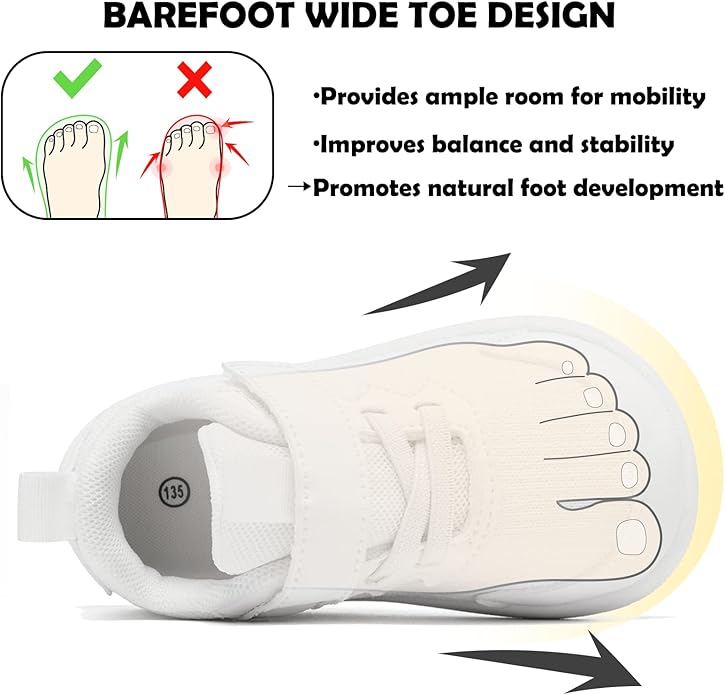 MORENDL Wide Toddler Shoes Baby Walking Shoes Boys & Girls Barefoot Sneakers Zero Drop Comfort Tennis Running Outdoor Activities