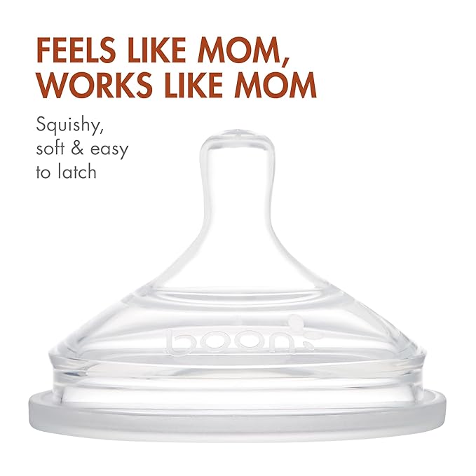 Boon Nursh Bottles - Silicone Baby Bottles Help Ease Colic Symptoms - Formula and Breast Milk Only Touch Food-Grade Silicone - Medium Flow - 8 Oz - Speckle