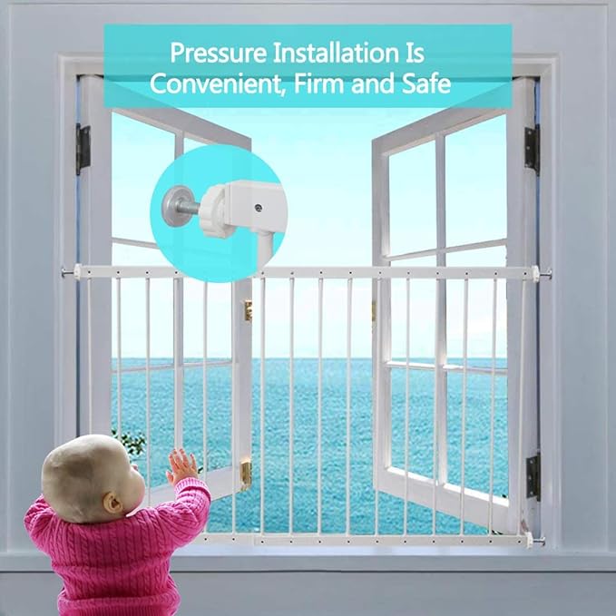 WAOWAO Window Safety Guards for Children Kids Child Toddler Pets Extra Wide White Tension Security Window Guard Gate for Home Fit 19.49-33.60" Sliding Windows (2Piece