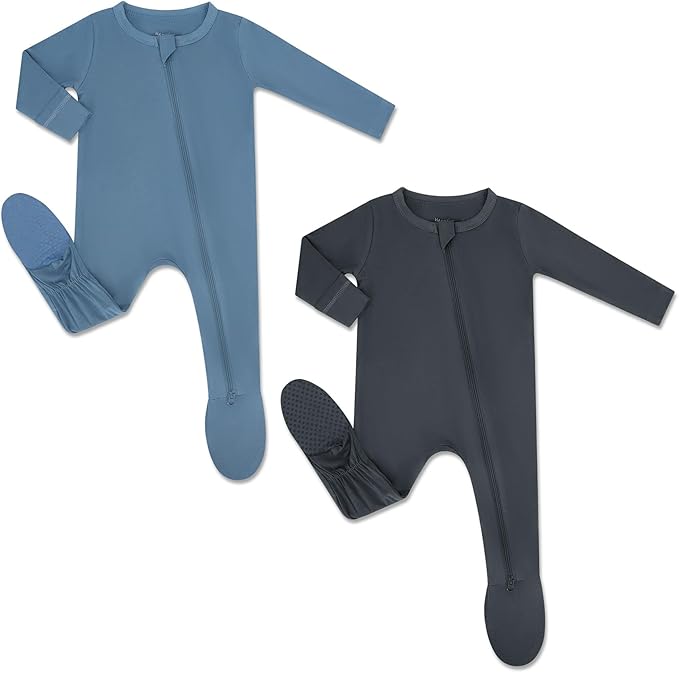 HAPIU Rayon from Bamboo Baby Footed Pajamas, 2 Way Premium Zipper, Footie for Baby Boy Girls, Newborn-24 Months