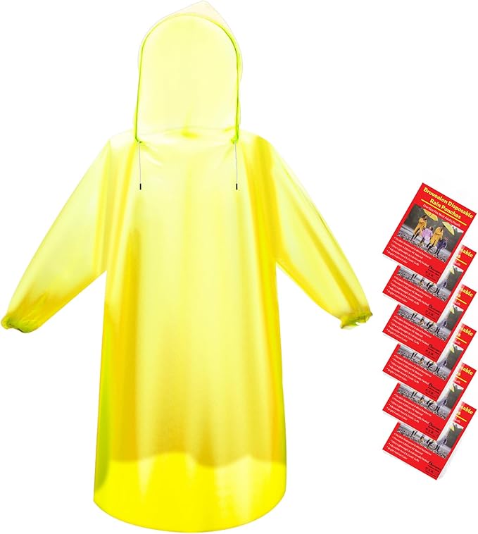 6 & 20 & 50 Pack Disposable Rain Ponchos for Adults/Youth, Waterproof PE Raincoats with Drawstring, Camping/Emergency